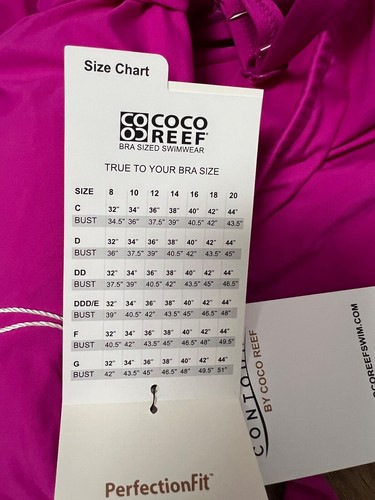 Women Orchid Clarity Bandeau Top Shapemaker Contoures by COCO REEF Sz 10/34D - Picture 11 of 14