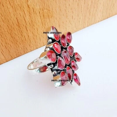 Schöne Rosa Kaiserlich Topas Versilbert Handgefertigt Ring, Alle Größe Verfügbar - Bild 1 von 4