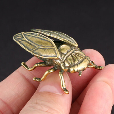 Brass Cicada Figurine Statue Home Tea Table Ornaments Animal Figurines Gift.