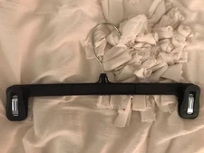 Set of 25 Black Plastic Pinch Grip Pant/Skirt Hangers with Swivel Hook