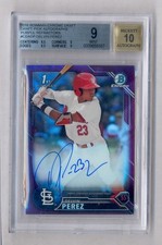 DELVIN PEREZ 2016 BOWMAN CHROME PURPLE REFRACTOR AUTO ROOKIE RC #9/250 BGS 9 10 