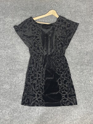  White House Black Market Blouse Womens XS Shirt Paisley Black Velvet Tunic N309