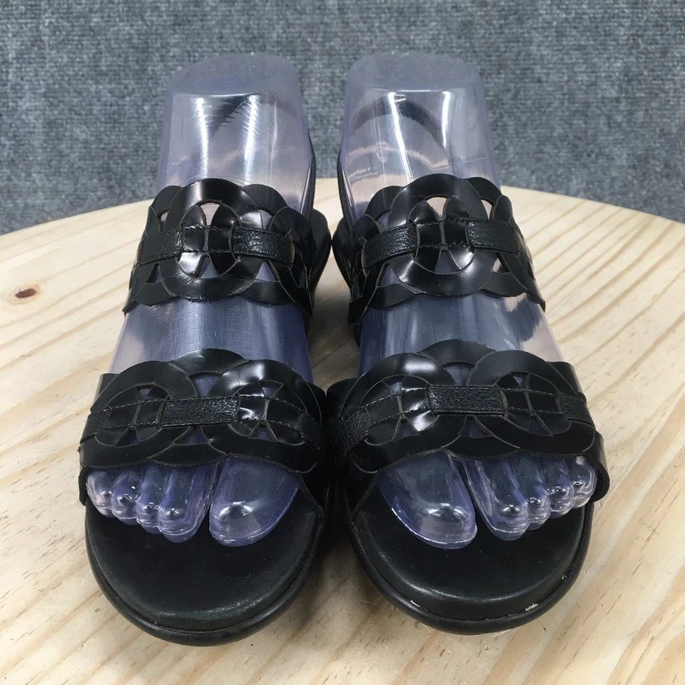 Sandalias Munro Americanas Para Mujer 6.5 M Cordones Cuero Negro Cuña para Caminar Informales Foto 3 de 4