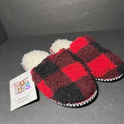 New w/Tags Muk Luks Womens Slippers Sz Mule Slip-ons Red Black