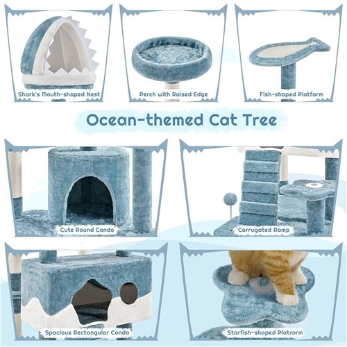 Cat Tree Large Ocean-themed Cat Tower with Condos Perches Scratching Posts Toys - Picture 4 of 11