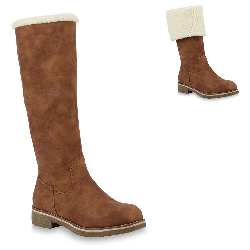 MARKENLOS Klassische Damen Stiefel Warm Gefütterte Boots Winter Schuhe 894390 Mode