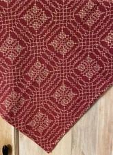 New Primitive CRANBERRY RED TABLE SQUARE Coverlet Tablecloth Topper 34"