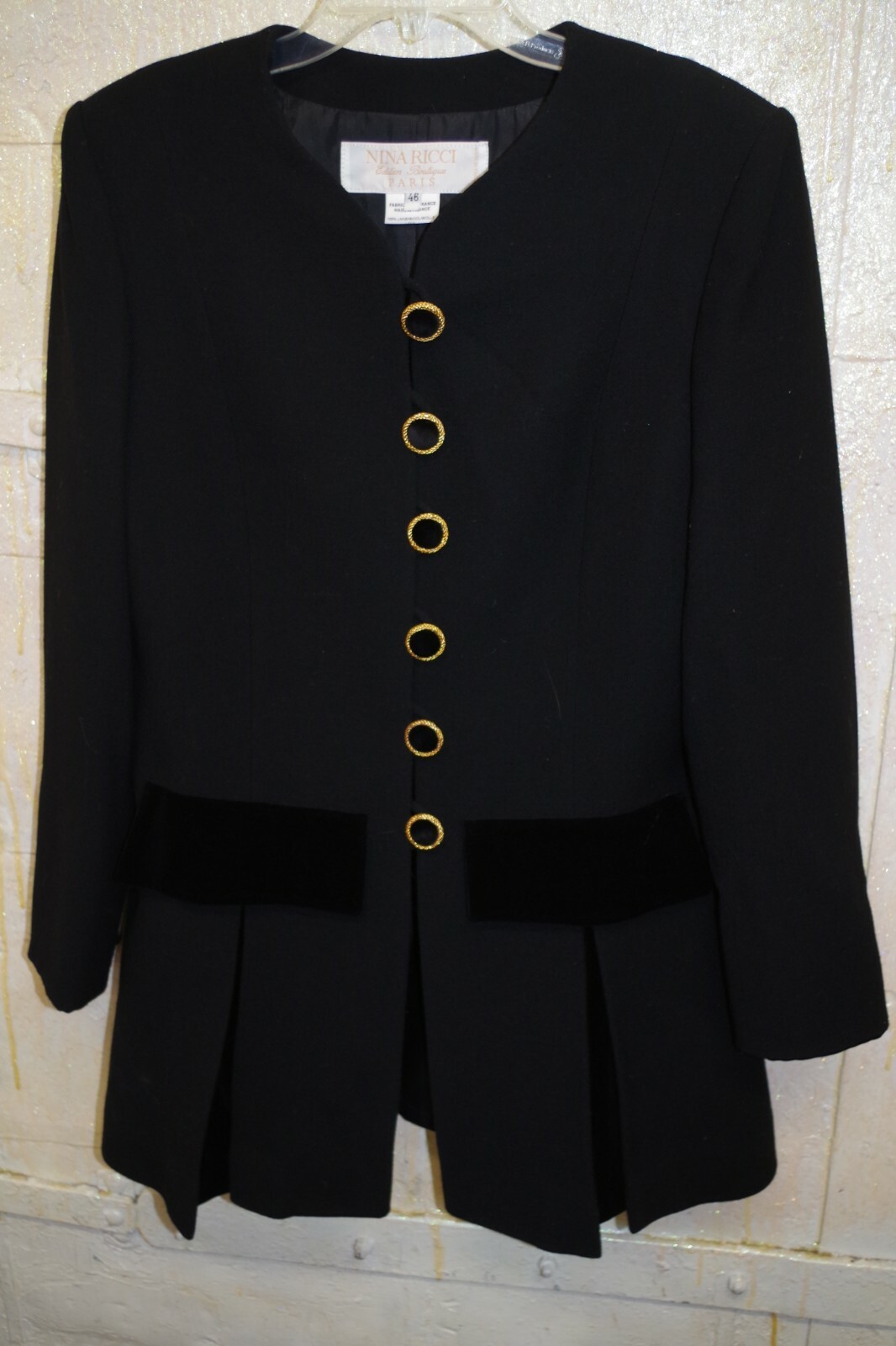 Boutique Black Wool Jacket Blazer 46 