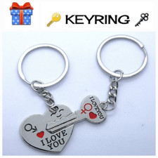 Couples Keychain I LOVE YOU Key to Heart Keyring Unisex Gift Dating Lover