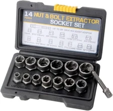 14 pcs Impact Bolt Nut Removal Twist Socket Lug Nut Remover Extractor Tool Set
