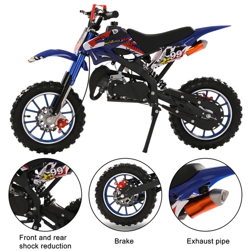49cc 2-Stroke Kids Dirt Bike, Gas Power Motocross, Off Road Mini Motorcycle