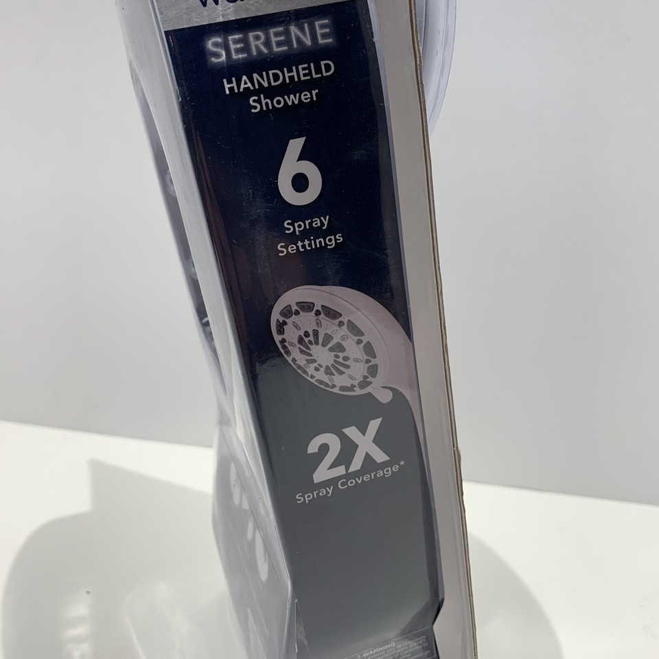 Handheld Shower Head w/ 6 Spray Settings, White Finish, Easy Install