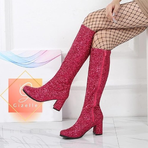 Damen Kostüm Party GOGO Stiefel - 1960er & 1970er Jahre Retro Glitzer Tänzer Kostüm - Bild 4 von 38