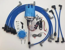 FORD FLATHEAD 239 255 1949-53 BLUE Small Cap HEI Distributor + SPARK PLUG WIRES