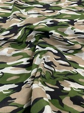Camo Green Black Polycotton Fabric Dress Craft Quilting Costume Material 44