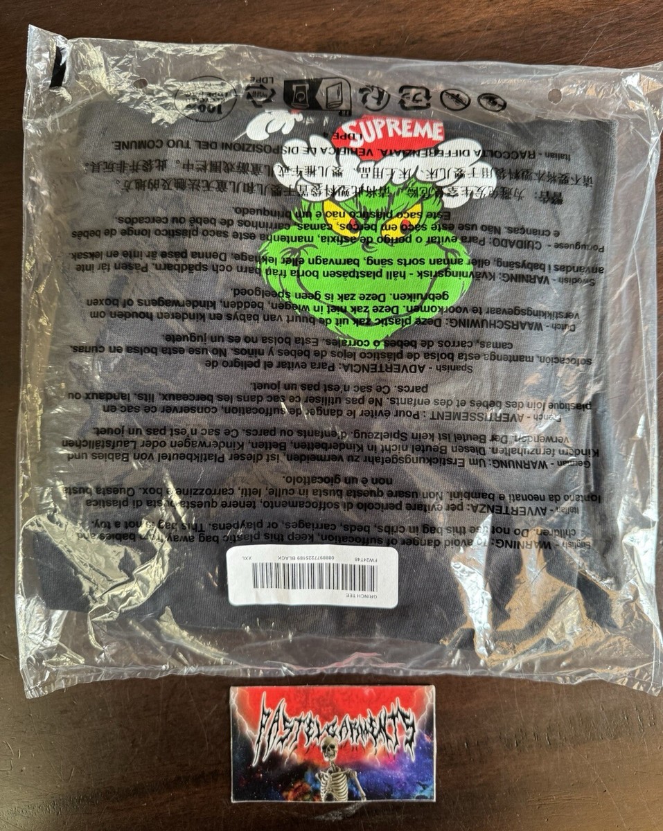 Supreme Grinch Tee Black FW24 Size XXL 2XL BRAND NEW SHIPS SAME 