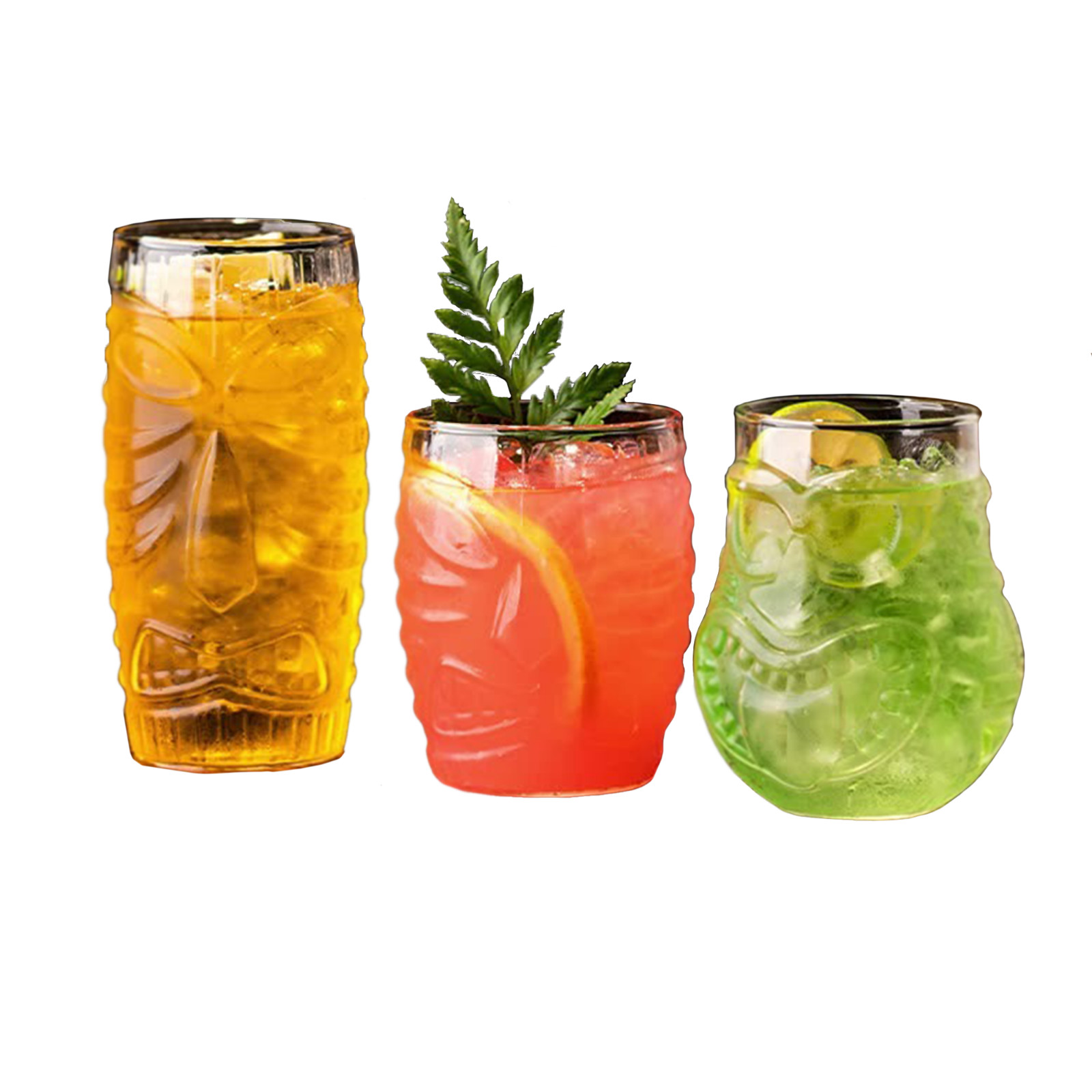 6x Tiki-Trinkgläser 420ml Cocktail Gläser Set Becher Mug Bar Hawaii Party Deko