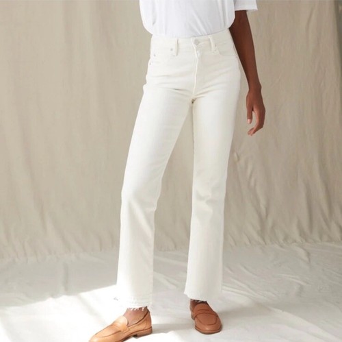 AMO Jeans Bella Vintage weiß creme ausgefranster Saum High Rise Denim Damen Gr. 28