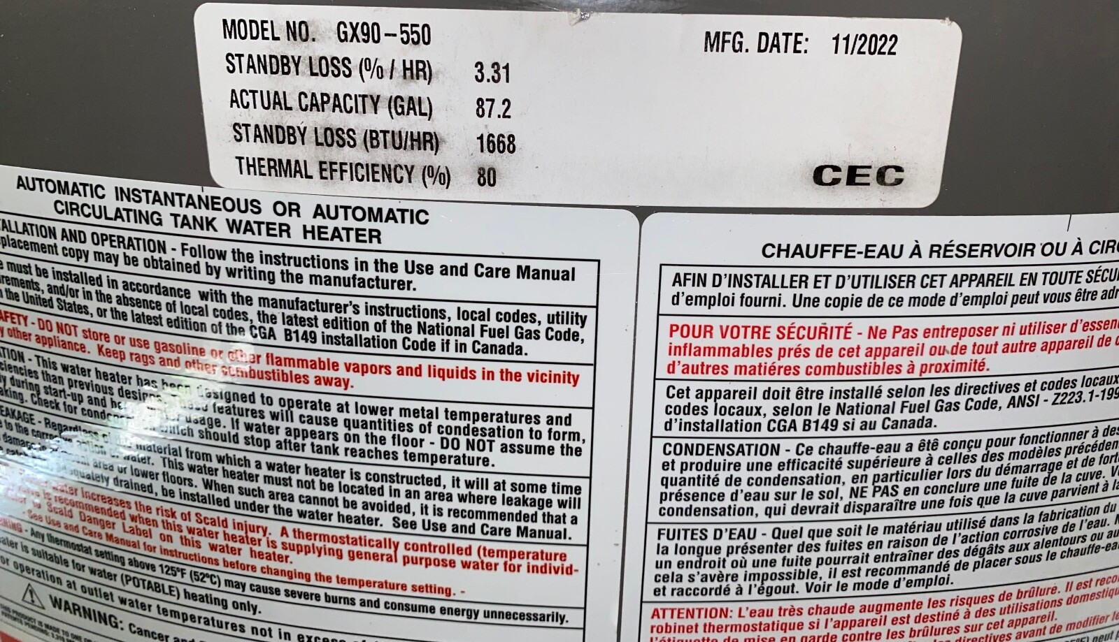 New Rheem EXTREME GX90-550 90 Gal 550K BTU Natural Gas Commercial Water  Heater | eBay