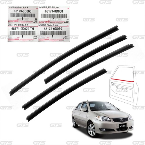 Set 4Pc Inner Weatherstrip Door Belt For Toyota Vios NCP41 42 Yarish '03 '06 - Picture 3 of 9