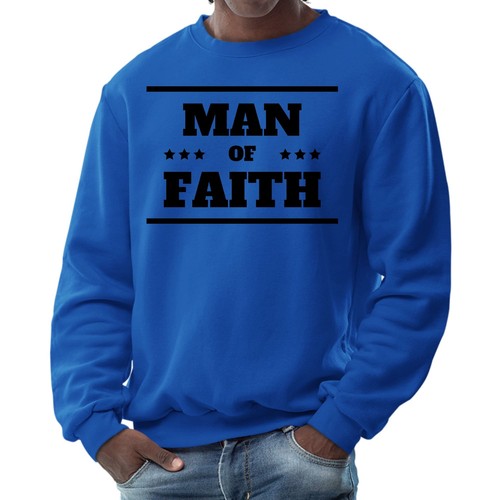 Mens Graphic Sweatshirt - Man of Faith Black Illustration - Picture 31 of 70
