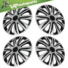 Set of 4 16" Wheel Covers For R16 Tires Rim Snap On Full Hub Caps Black & Silver