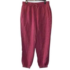 Athleta Retreat Linen Pants Women's 10 Coffeeberry Red Coastal Pull On Joggers