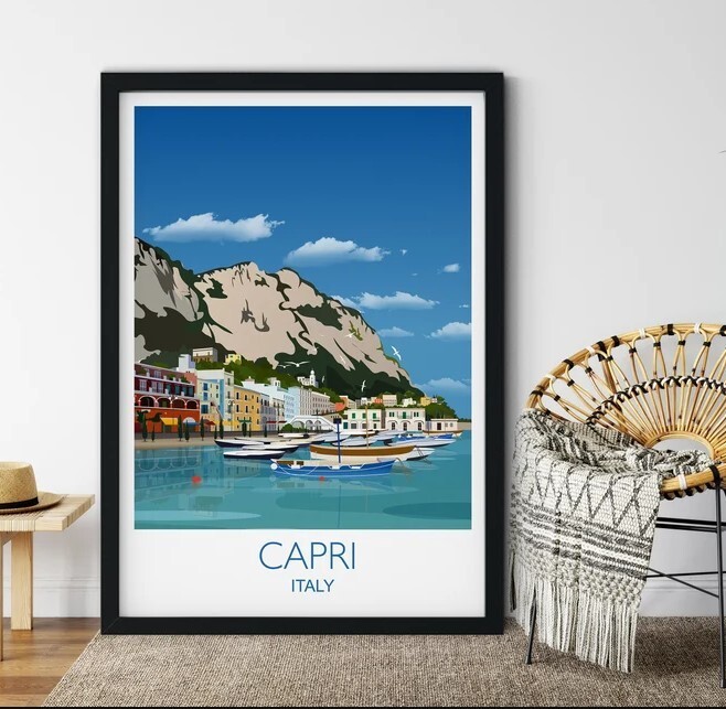 Travel Poster of Capri , Travel Print of Capri, Capri, Italy, Italy Travel