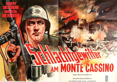 Robert Mitchum in SCHLACHTGEWITTER AM MONTE CASSINO rares EA-Plakat A 0 von 1957