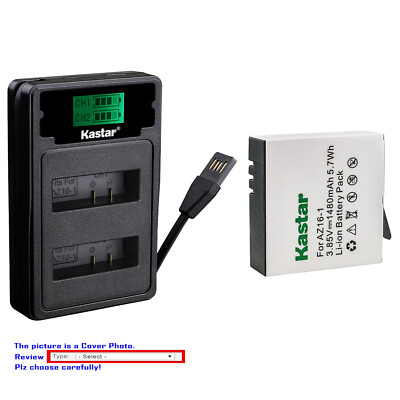 Kastar Battery LZD2 USB Charger for Xiaomi YI AZ16-1 AZ16-2 & Xiaomi YI 360 VR