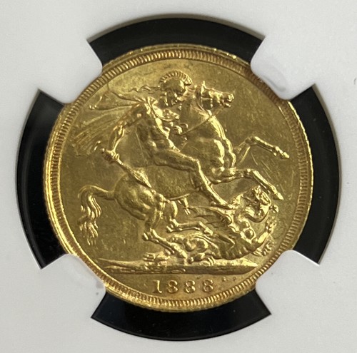 1888-S Sovereign Jubilee Queen Head Australia Sydney Mint NGC MS61 - Picture 4 of 4