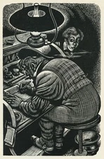 Edgar Allan Poe X-ING A PARAGRAB illustration art by Fritz Eichenberg