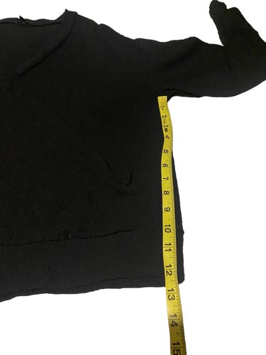 Top donna J Crew finto avvolgente grande nero manica lunga 100% cotone stravagante - Foto 9 di 17