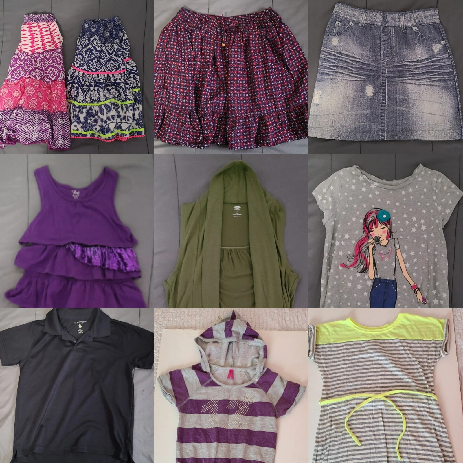 Size 7-8 Girls Summer Clothes Lot of 10 Children's Dresses Skirts Shirts