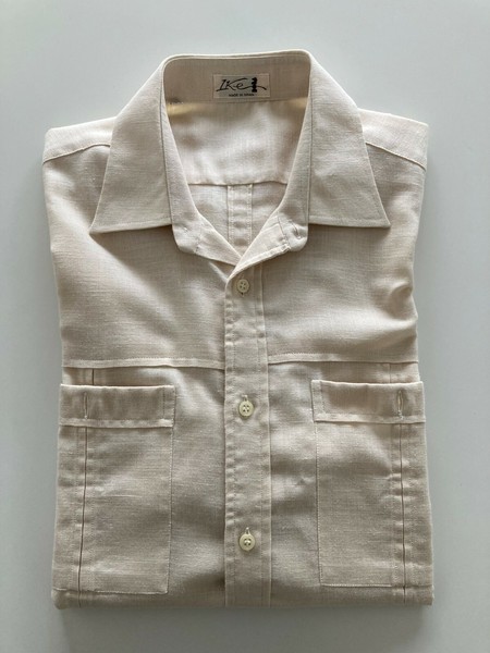 Camisa de manga corta basica beige hombre talla 40 M