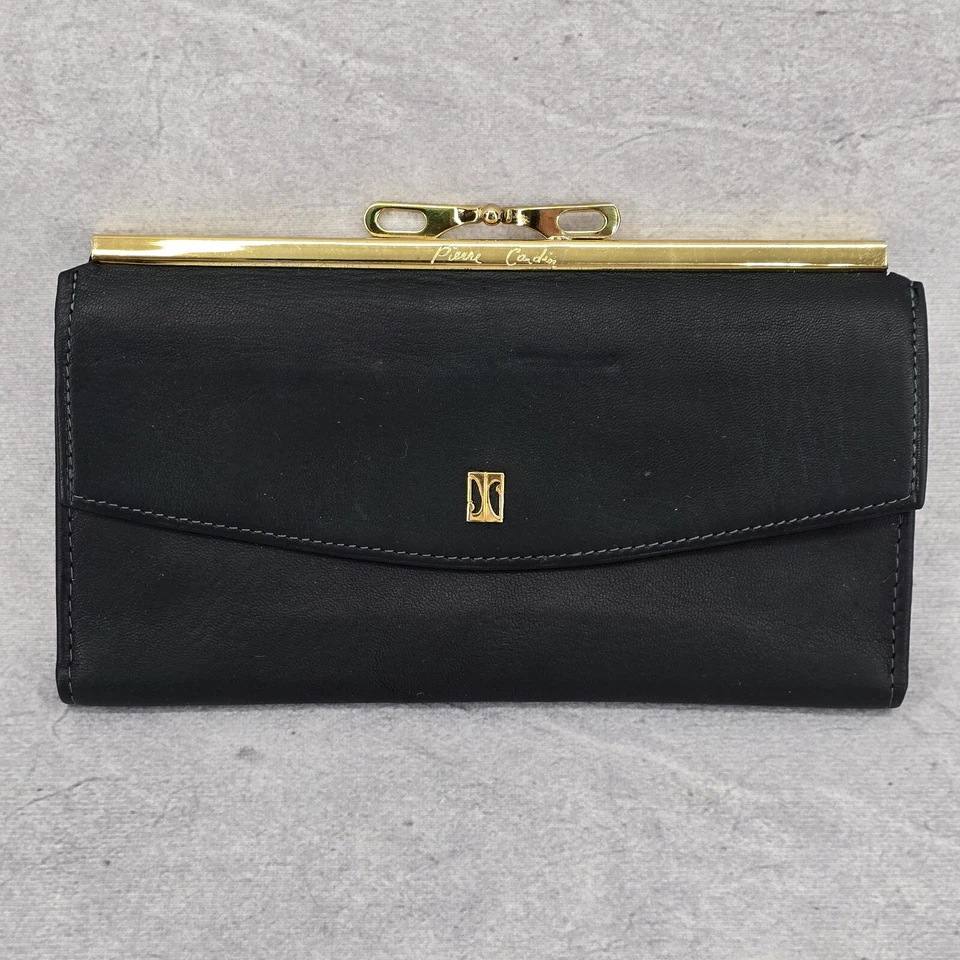Vintage Ladies Pierre Cardin Boutique Leather Long Bifold Kiss Lock Wallet - Image 2 of 4
