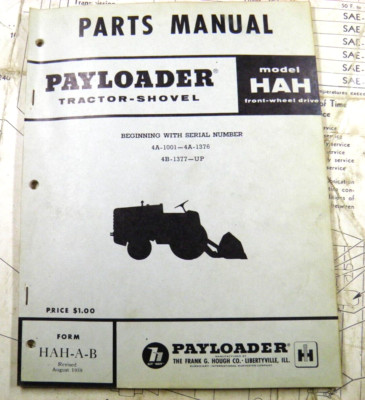 HOUGH HAH PARTS MANUAL OEM 4A1001-4A1376 4B1377-UP