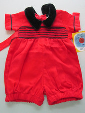 NWT Will  Beth Infant Baby Boutique Sz 3M Red Smocked Romper Holiday Christmas