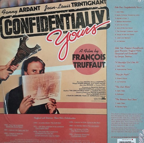 FRANCIS TRUFFAUT'S CONFIDENTIALLY YOURS Georges Delerue Vinyl LP Soundtrack - Picture 2 of 2