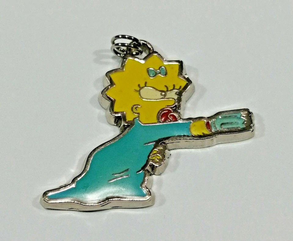 Pendentif bijoux argenté Maggie Simpsons émail - Pendant Necklace 3cm - Photo 1/1