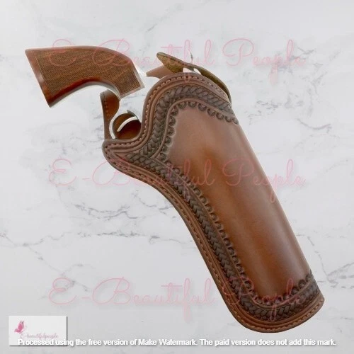Leather Gun Holster Hand Tooled Barrel Size Revolver 4" - 7.5" Cowboy Western - Image 3 of 4