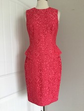 NEW JASON WU PINK FLORAL LACE PEPLUM WAIST SLEEVELESS DRESS SIZE 4 MADE IN USA