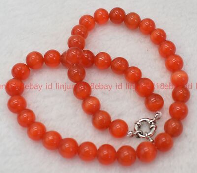Natürliche 6/8/10/12/14 mm Orange Rot Katzenauge Edelstein Perlen Halskette 18 Zoll