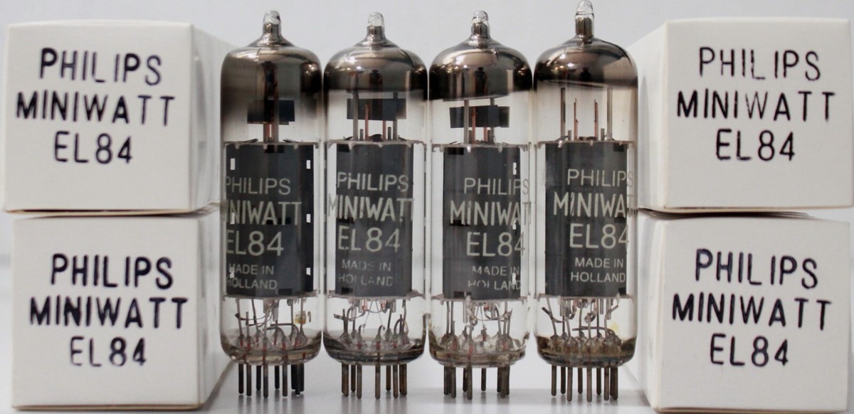Philips Miniwatt EL84 ヘールレン製 真空管4本マッチド EL84 PHILIPS MINIWATT MADE IN HOLLAND AMPLITREX TESTED 1 MQ
