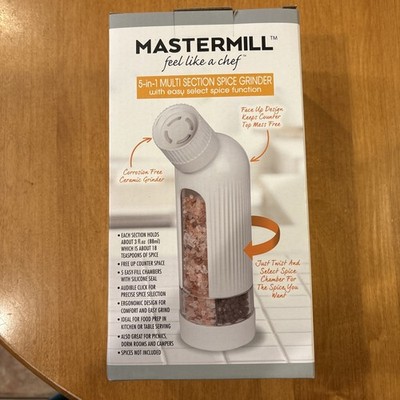 Masterpan MP-148 Mastermill 5-In-1 Multi Section Spice Grinder & Dispenser White