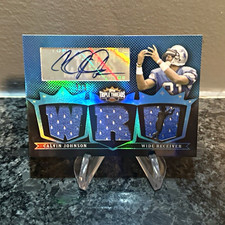Topps 2007 Triple Threads Calvin Johnson TTRA 69 Auto Jersey Sapphire 2/3