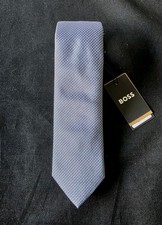 HUGO BOSS BLACK LABEL SILK TIE BLUE/WHITE MADE IN ITALY 50532851-NWT