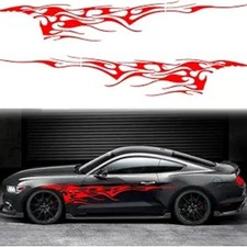 2Pcs 102.7'' Universal Flame Graphics Car Auto Body Side Sticker Racing Sports S
