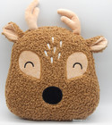 Aspen Christmas Reindeer Sherpa 3-D Reindeer Large 18" x 18" Throw Pillow