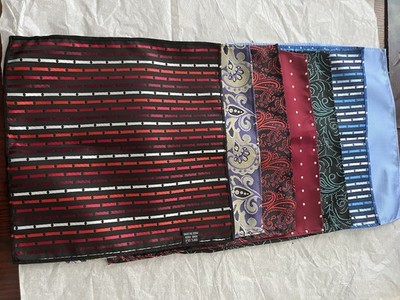  Seven Unbranded Pocket Square Handkerchief Hand Made Multicolor 100%Silk